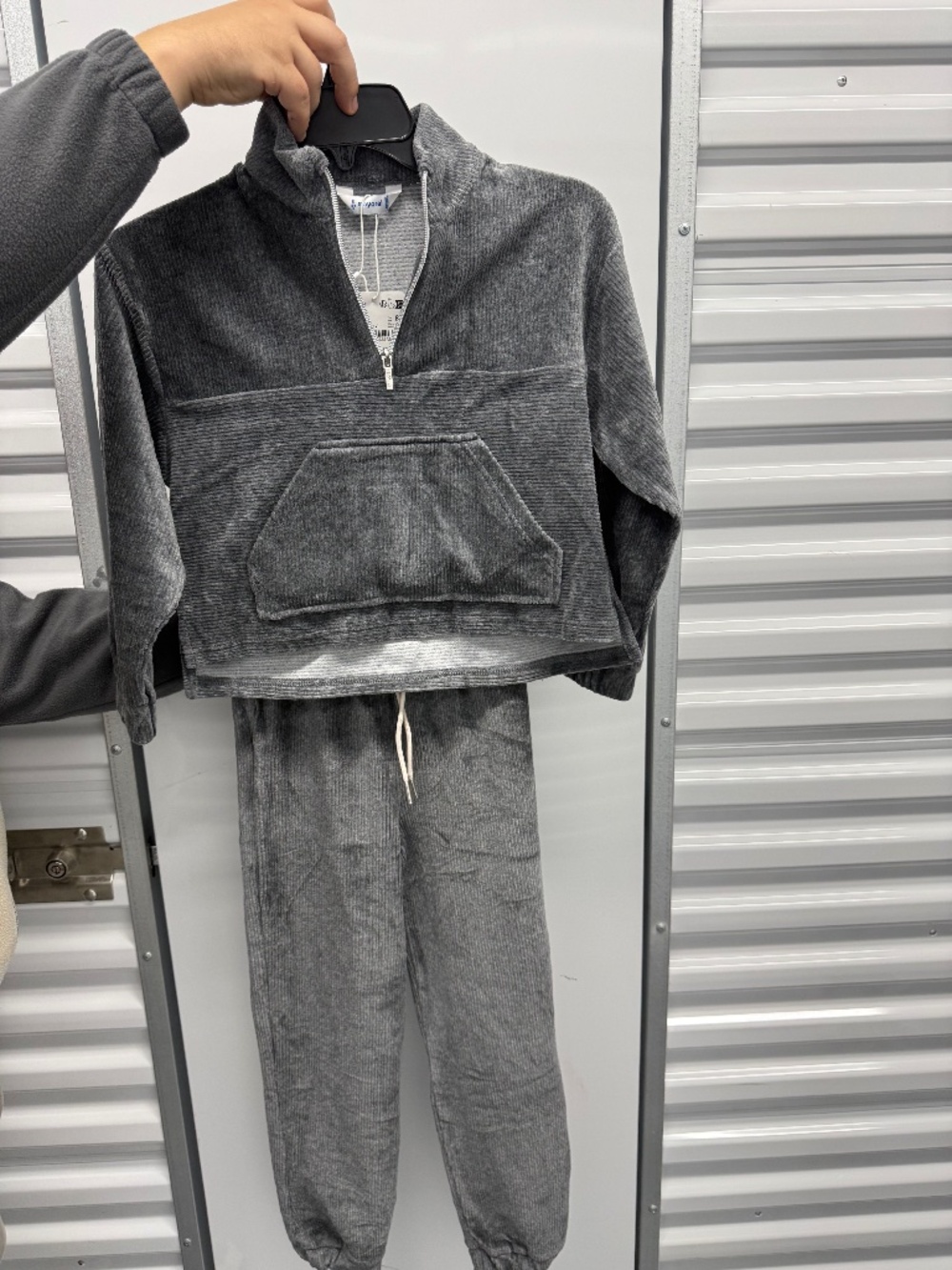 Mayoral Girls Gray Velour Tracksuit Set Hoodie & Jogger Pants Size 8 NWT